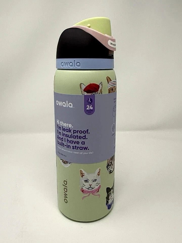 Owala 32oz FreeSip Cat Collage Catwala Bottle - Stay Hydrated in Style