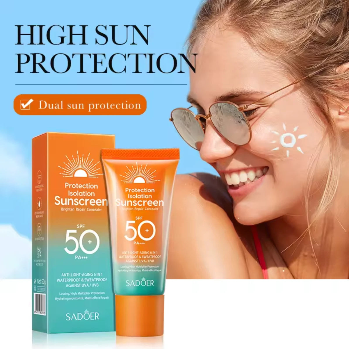 SPF 50 Sunscreen Face Cream – PA+++ Sun Protection, Oil Control & Daily Moisturiser